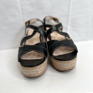 Prada Black Platform Sandals with Cork Wedge